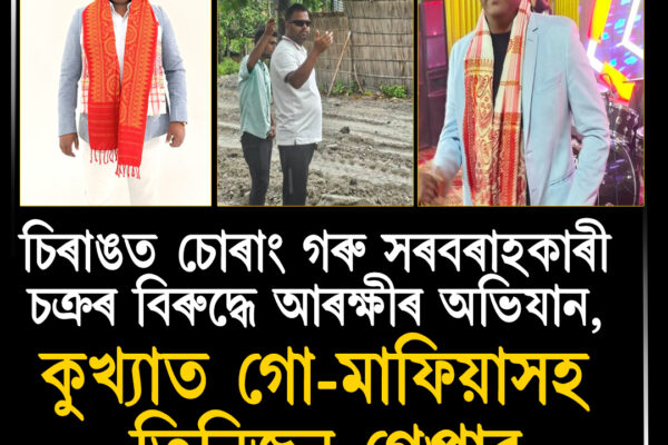 চিৰাঙত চোৰাং গৰু সৰবৰাহকাৰী চক্ৰৰ বিৰুদ্ধে আৰক্ষীৰ অভিযান, কুখ্যাত গো-মাফিয়াসহ তিনিজন গ্ৰেপ্তাৰ